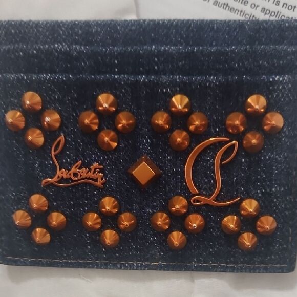 Christian Louboutin Handbags - Christian Louboutin Denim Card Holder with Orange Accents